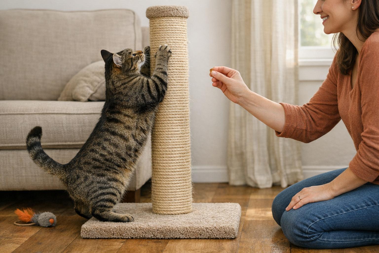 Kat gebruikt een krabpaal - zo laat je je kat wennen met TIERLO