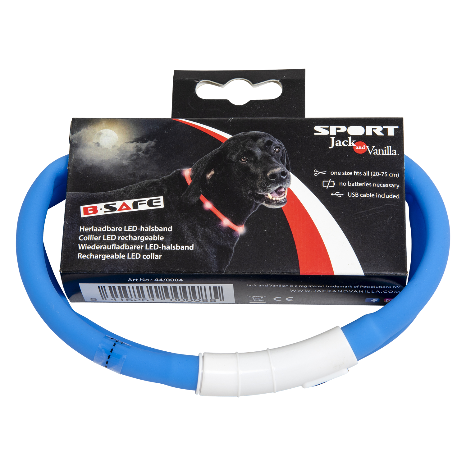Jack and Vanilla LED halsband Sport LED Collars - 20-75cm - Blauw