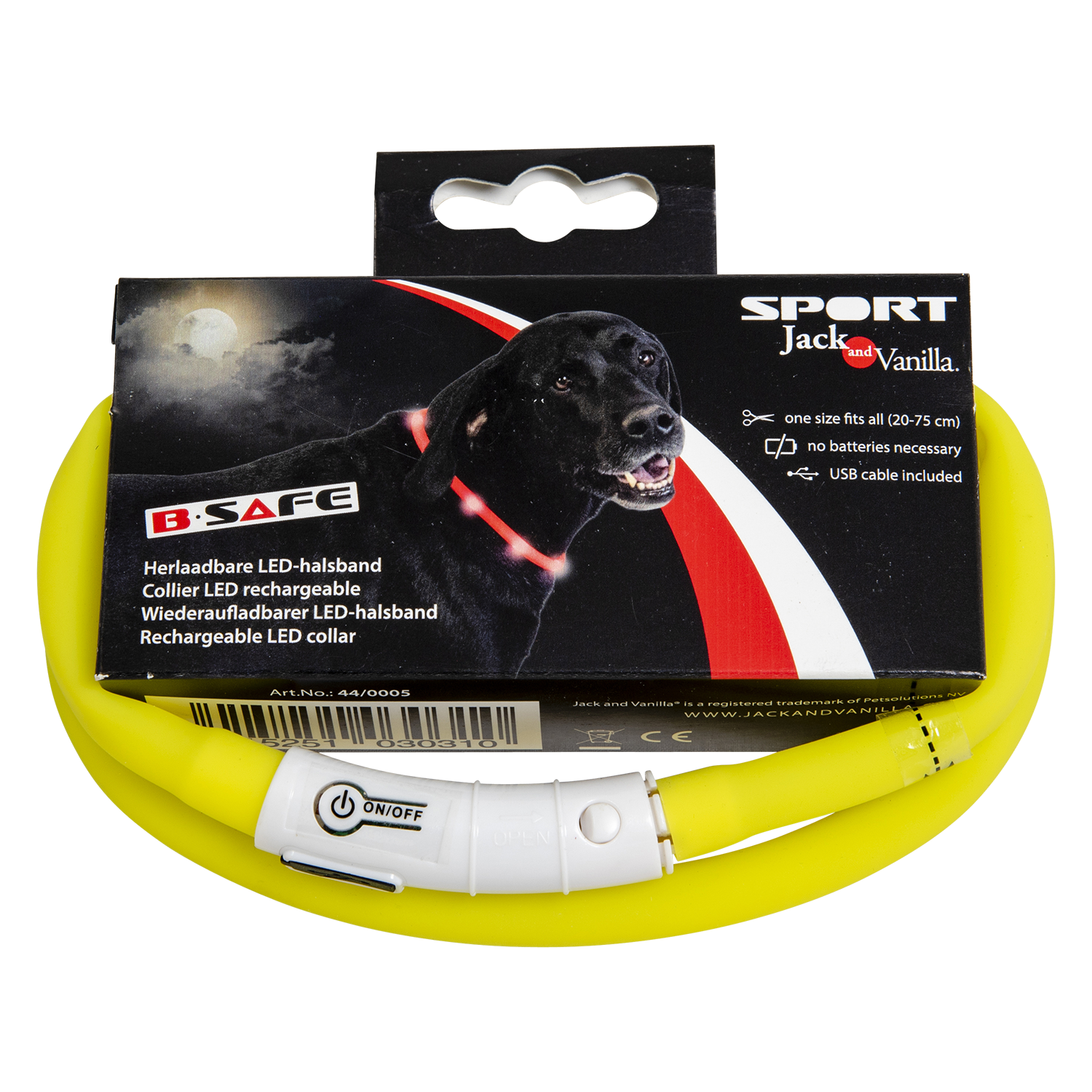 Jack and Vanilla LED halsband Sport LED Collars - 20-75cm - Geel