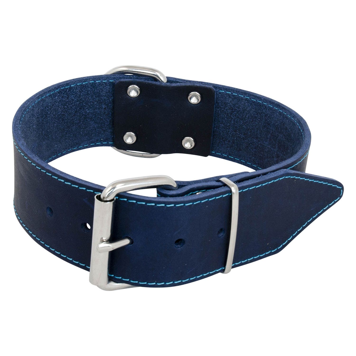 Jack and Vanilla Brede halsband Timeless Greased Leather - 50mmx70cm - Blauw