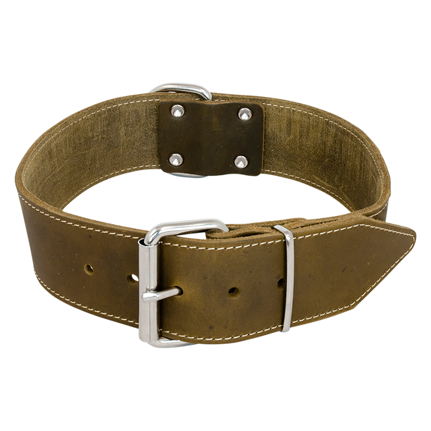 Jack and Vanilla Brede halsband Timeless Greased Leather - 30mmx40cm - Groen