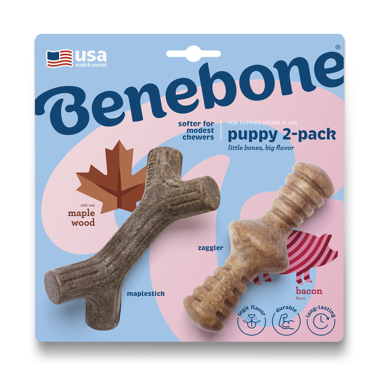 Benebone Kauwartikelen Puppy - Bacon -