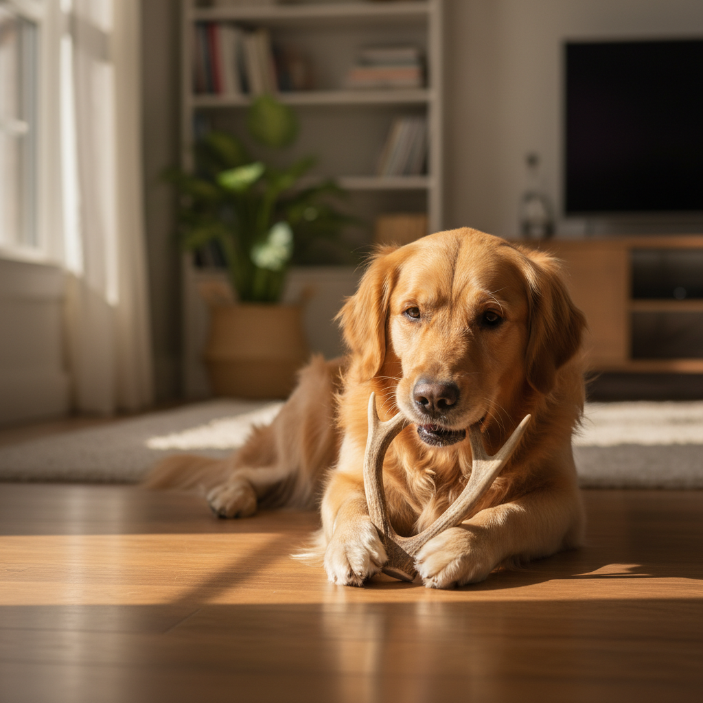 Jack and Vanilla hertengewei kauwsnack voor honden, bruin
