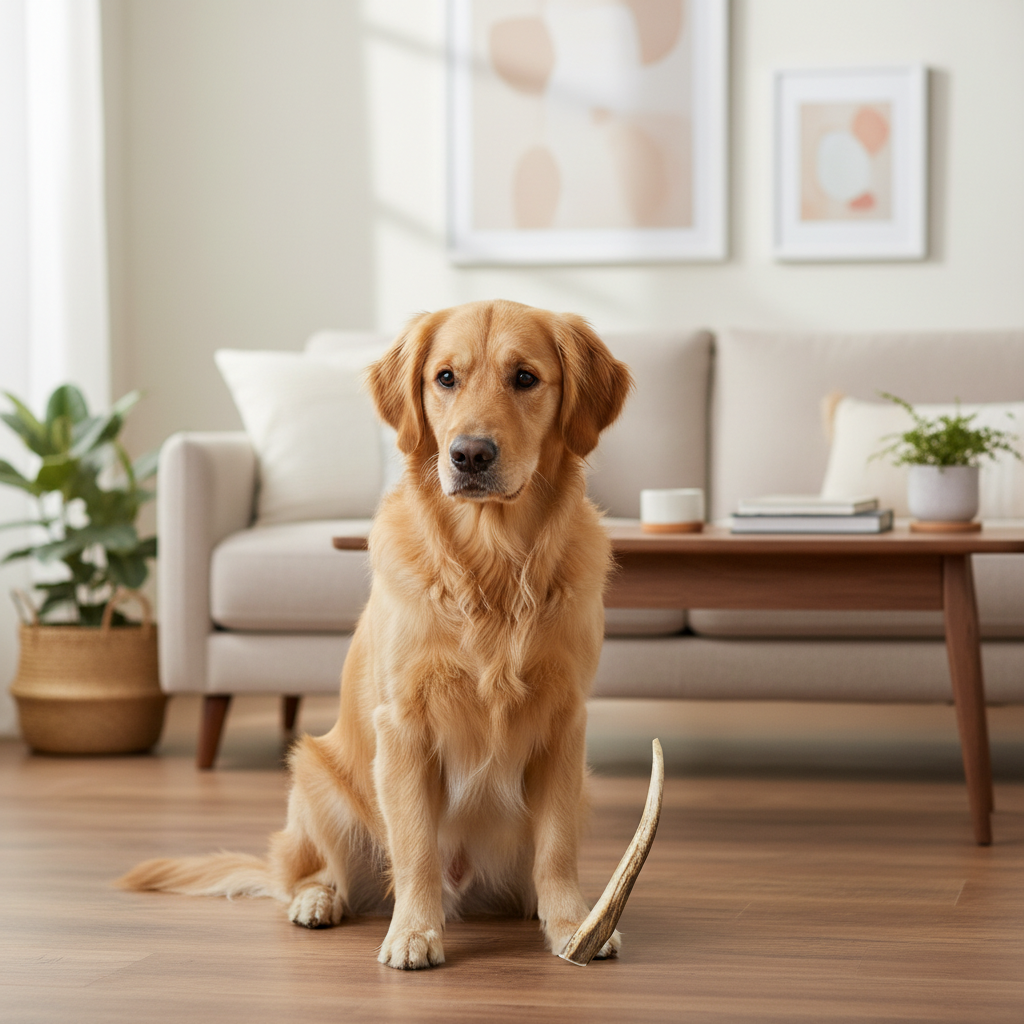 Jack and Vanilla hertengewei kauwsnack voor honden, bruin