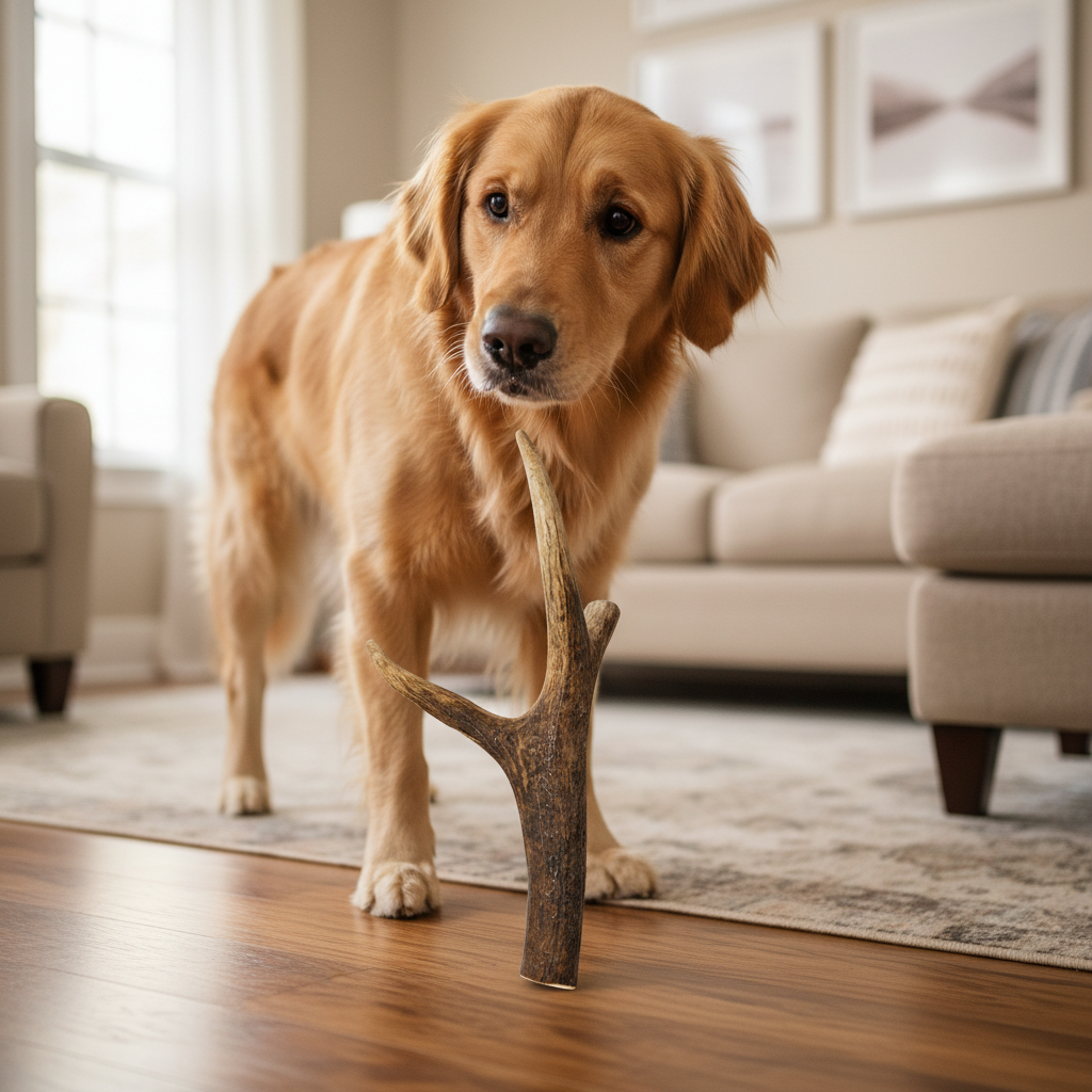 Jack and Vanilla hertengewei kauwsnack voor honden, bruin