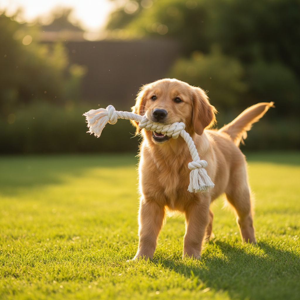 Jack and Vanilla touwspeeltje voor honden, naturel, 36 cm