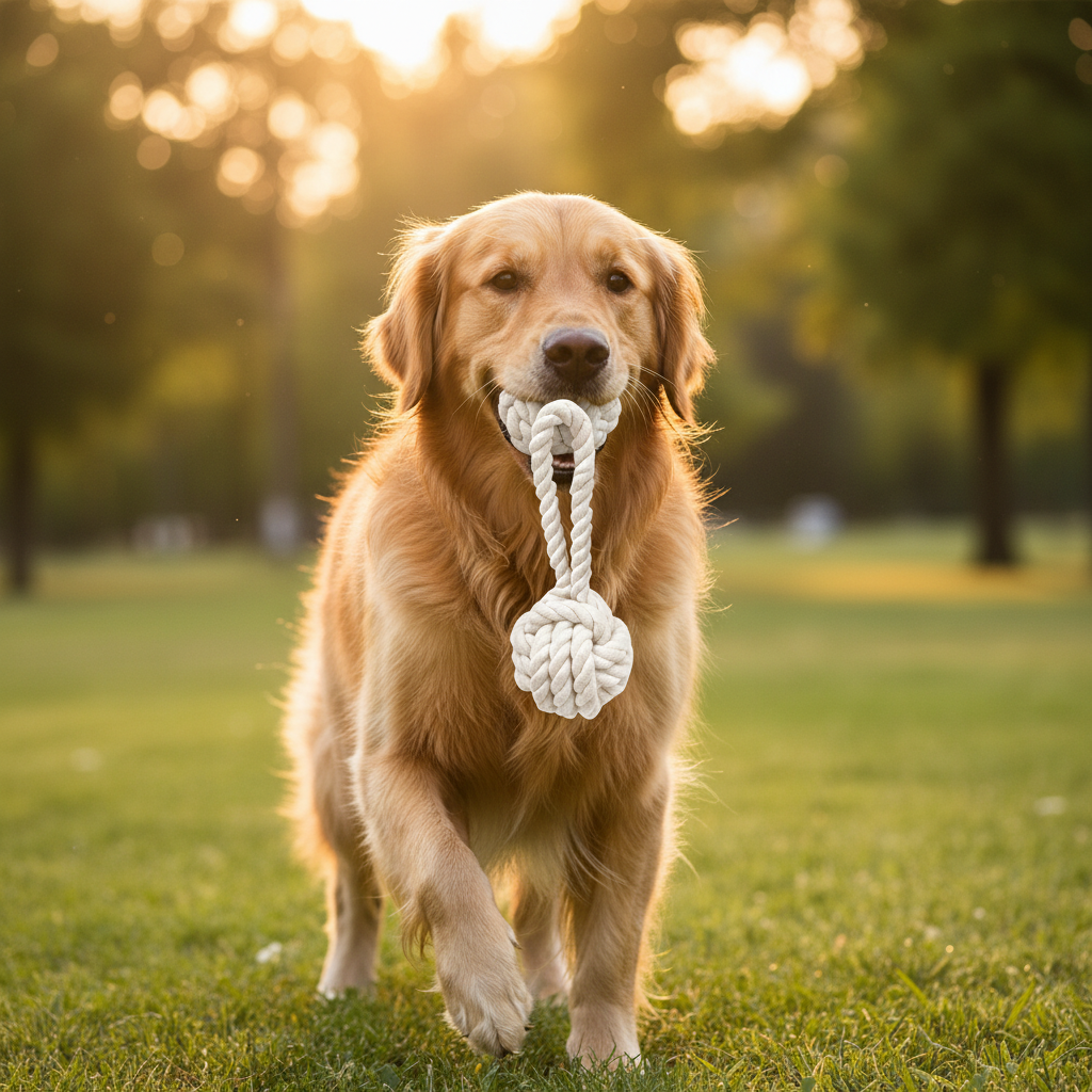 Jack and Vanilla touwspeeltje voor honden, naturel, 18 cm
