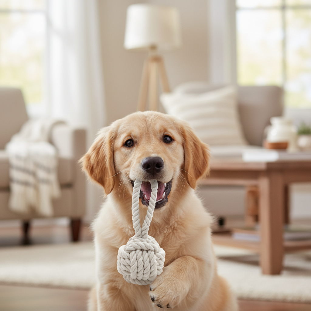 Jack and Vanilla touwspeeltje voor honden, naturel, 20 cm