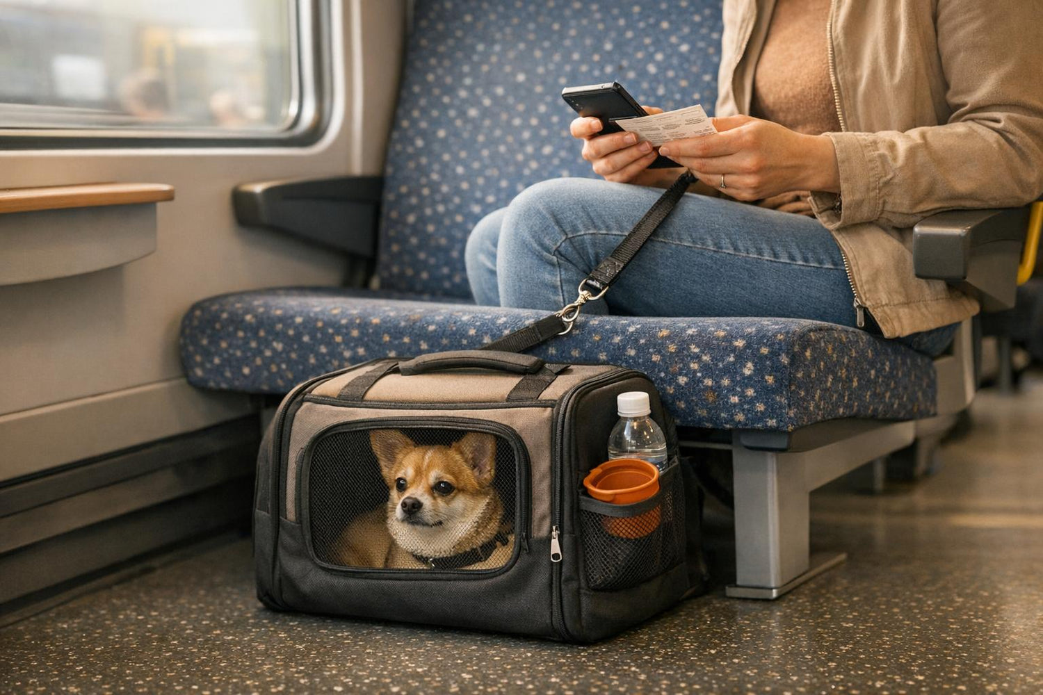 Hond en kat reizen in draagmand op het openbaar vervoer - TIERLO