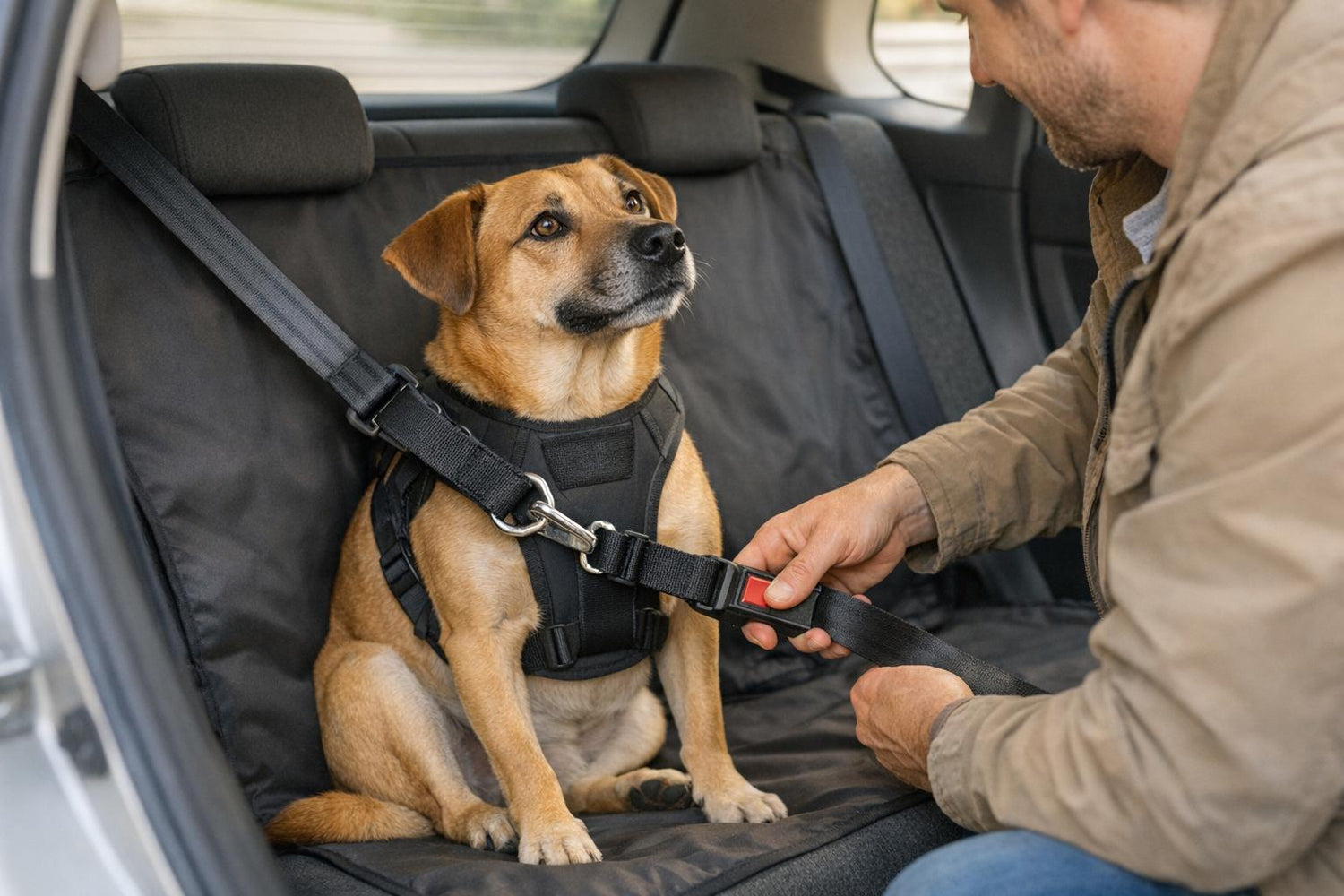 Hond veilig in de auto vervoeren met reiskooi en harnas - TIERLO
