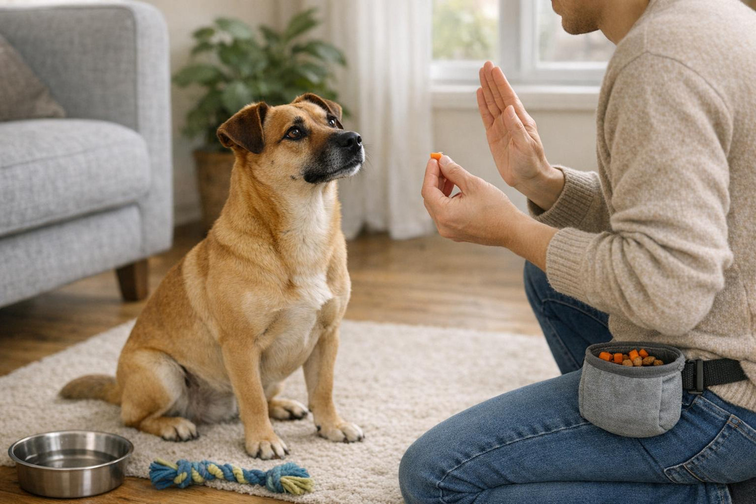 Hond krijgt een snack als beloning tijdens de training bij TIERLO
